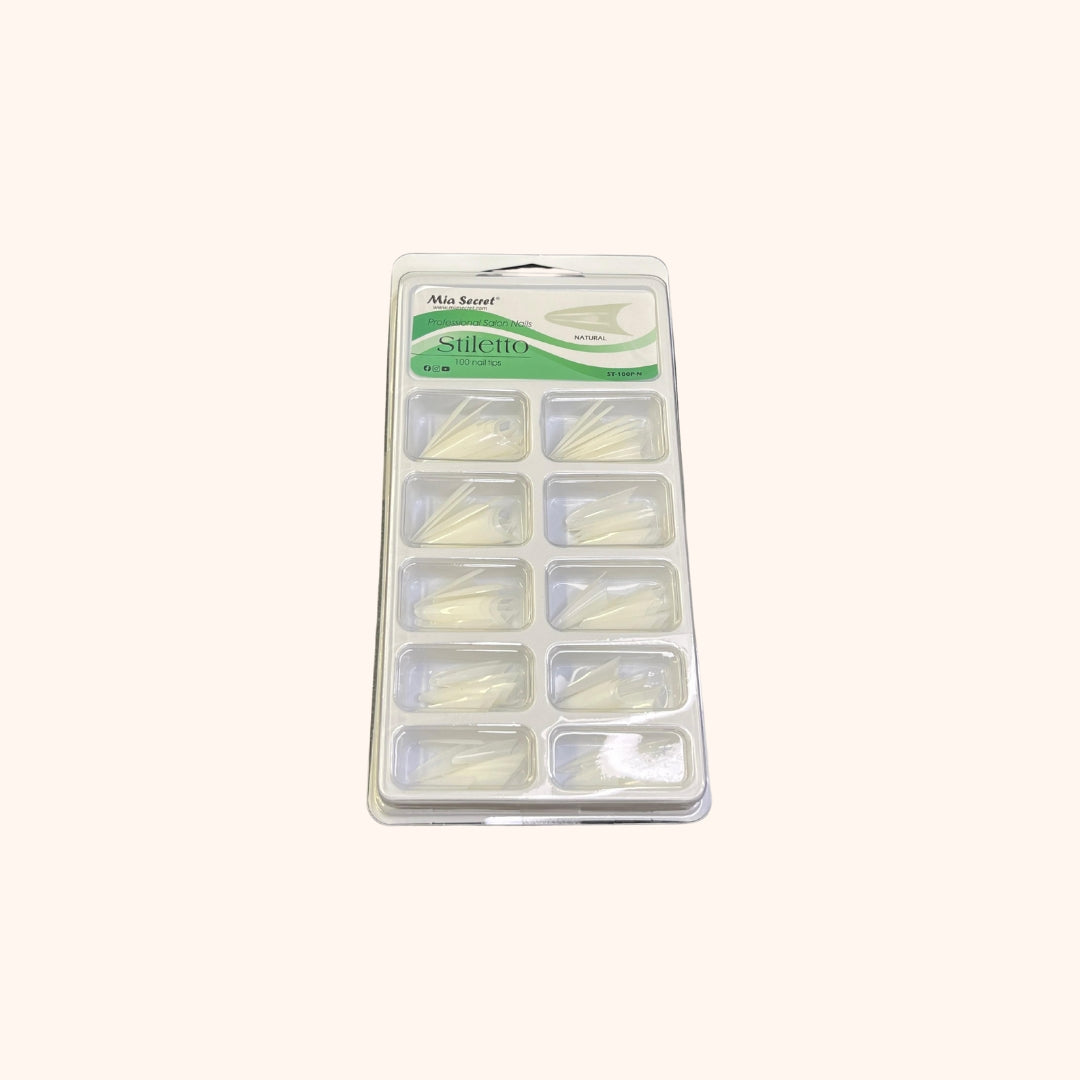 Stiletto 100 Nail Tips Natural Mia Secret