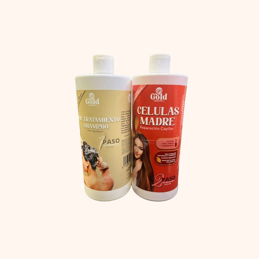 Keratina Células Madre Kit Paso 1-2 Gold Diamond