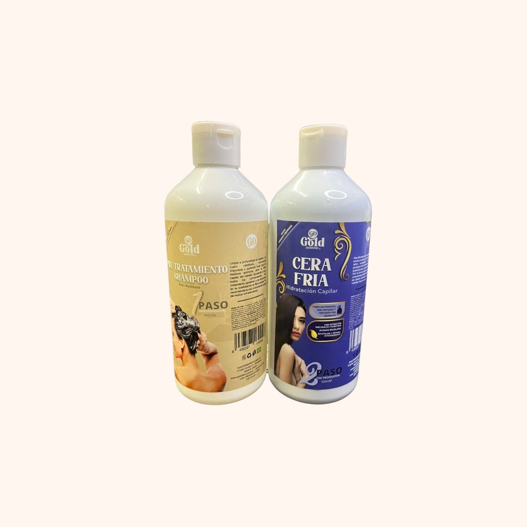 Keratina Cera Fria Kit paso 1-2 Gold Diamond